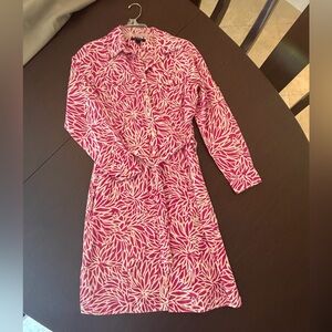 Lands’End pink and white shirt dress
